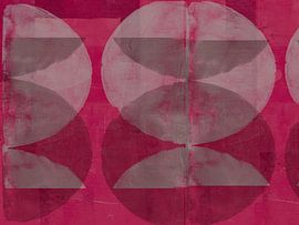 Formes. Art abstrait moderne en rose, gris, blanc, rouge vin. sur Dina Dankers