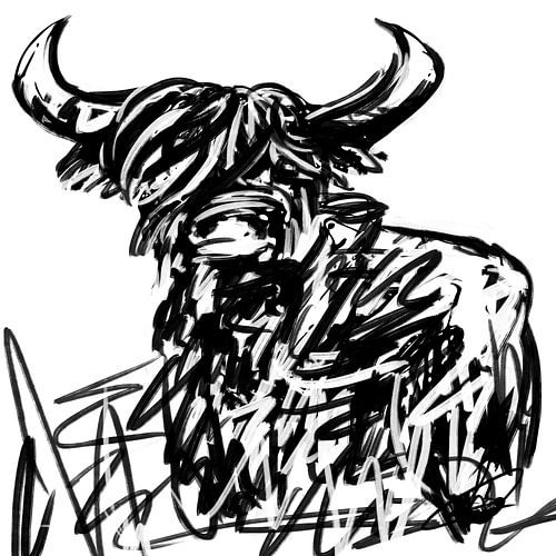 Schwarz-Weiß-Kunstwerk des schottischen Highlanders