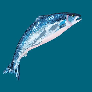 Springende zalm van Alice Straker