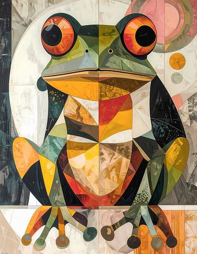 Kikker - kleurig kunstwerk expressionistisch en figuratief