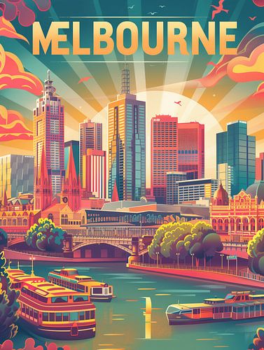 Melbourne zonsopgang: Australische stadskunstdruk