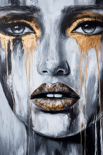 Golden tears - Emotional portrait study by Poster Art Shop