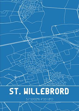 Blaupause | Karte | St. Willebrord (Nordbrabant) von Rezona