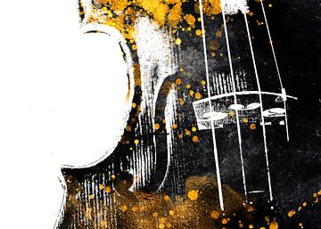 Violoncello 5 muziekkunst goud en zwart #violoncello #muziek van JBJart Justyna Jaszke