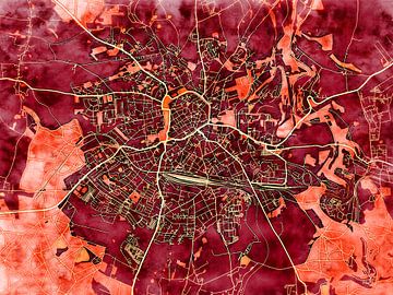 Kaart van Freiberg in de stijl 'Amber Autumn' van Maporia