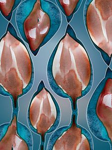 Mystic Teal Bloom Aqua 961 - Botanische Blauwe Abstracte Kunst in Sensuele Vormflow