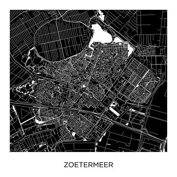 Zoetermeer Stadskaart ZwartWit  |  Vierkant van Wereldkaarten.Shop