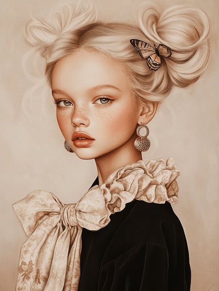 The girl with the butterfly in pastel colours by Carla Van Iersel