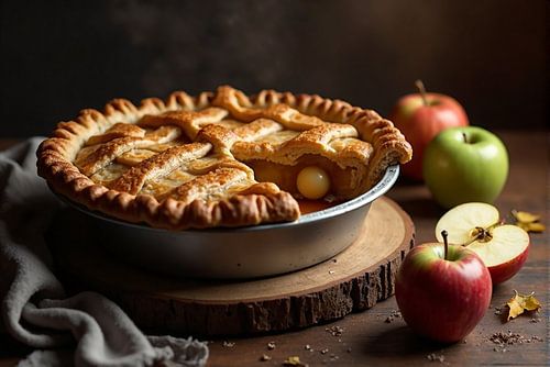 La tarte aux pommes maison dans une nature morte