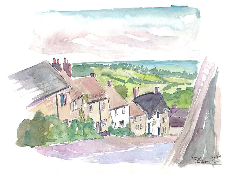 Gold Hill Straßenansicht Shaftesbury Dorset England von Markus Bleichner