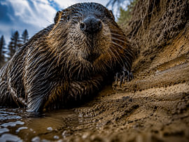 Up-Close Beaver At The River Basin by Suge Works