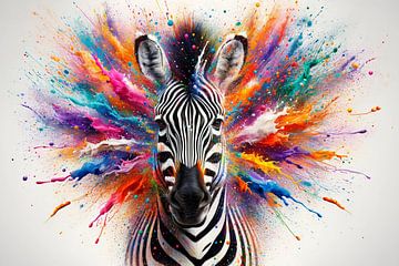 Kleurrijke zebra: explosie van creativiteit van artefacti