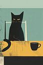Kat en koffie van Poster Art Shop thumbnail
