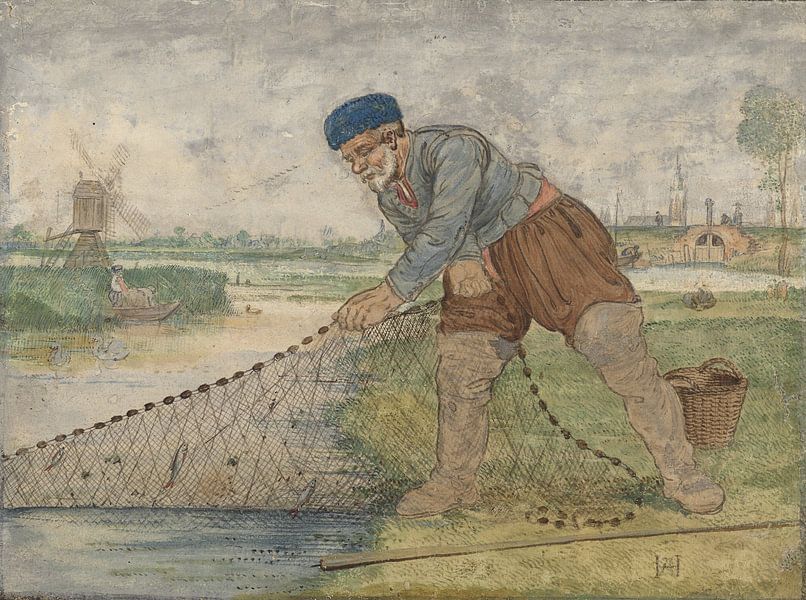 Fischer beim Sammeln seines Netzes, Hendrick Avercamp, 1595 - 1634 von Marieke de Koning