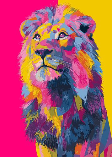 Bunter Löwe in moderner Pop-Art