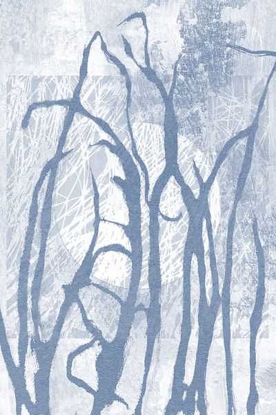 Ikigai.  Herbe bleue et lune. Art zen abstrait et minimaliste. Style Japandi III par Dina Dankers