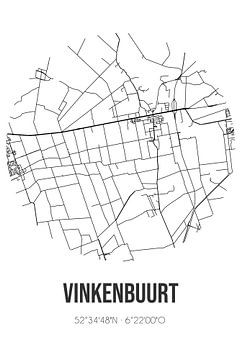 Vinkenbuurt (Overijssel) | Landkaart | Zwart-wit van MijnStadsPoster