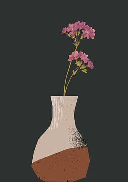 Collage vaas met bloem, botanische prent van Studio Allee