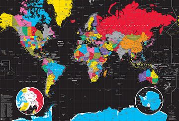 Weltkarte, Schwarz von MAPOM Geoatlas