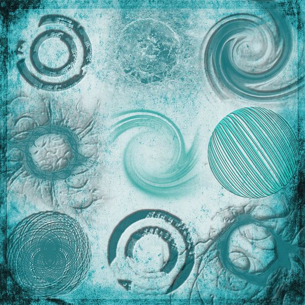 Variations sur un cercle, turquoise par Rietje Bulthuis