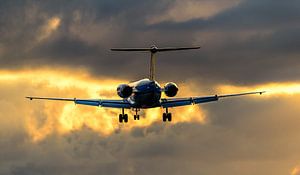 Landung eines KLM Cityhopper Fokker 70.