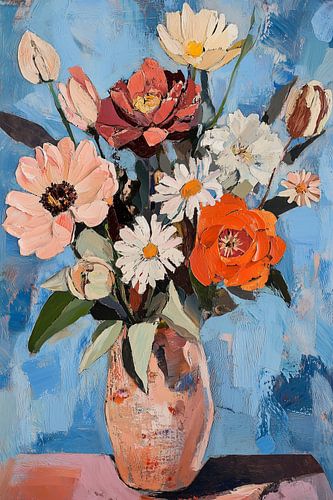 Explosion des couleurs Terra Peach sur Cobalt Blue