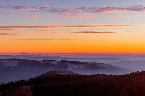 Korte wandeling bij zonsondergang naar de Ruppberg bij Zella-Mehlis - Thüringen - Duitsland