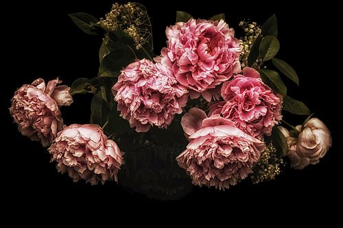 Prachtig vervagende bloemen - Donker Vintage