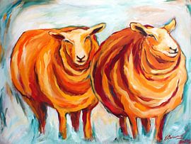 Schapen schilderij van Eveline van Oudbroekhuizen
