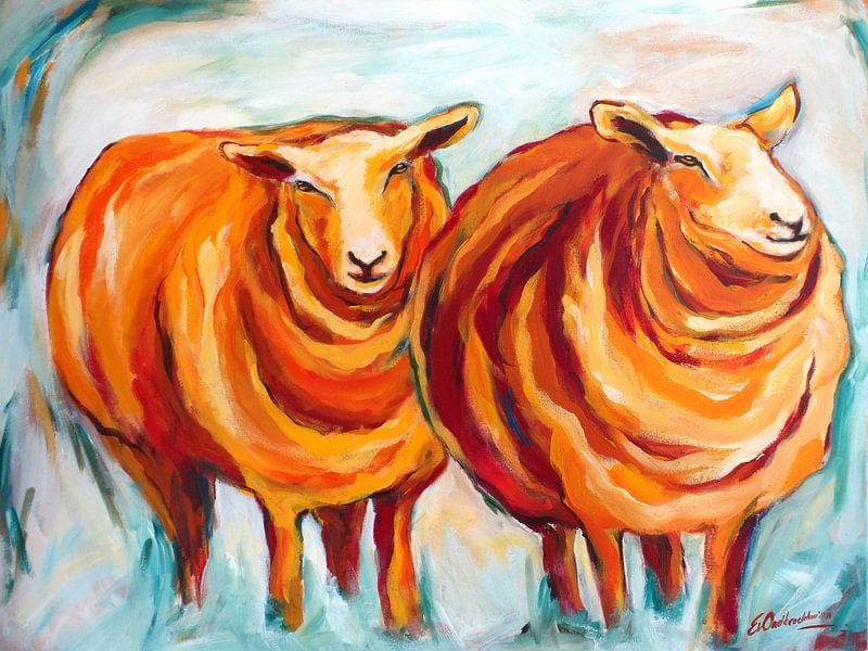 Schapen schilderij par Eveline van Oudbroekhuizen