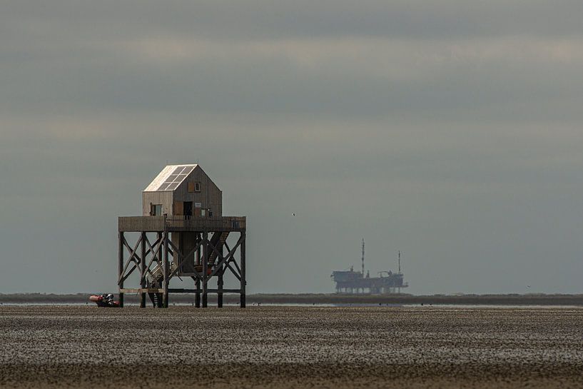 The Wadden Sea at Ebb with the observation building. by Brian Morgan