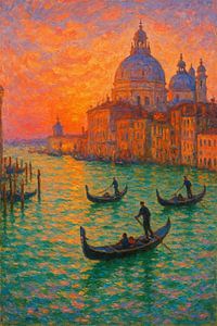 Venise - Reflets du coucher de soleil sur le Grand Canal