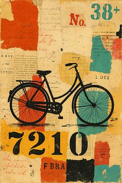 TypoFiets - retro collage with newspaper, colour and nostalgia by Marijke Trienekens