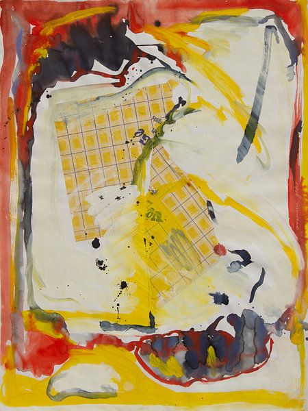 ‘Colourful Fragments in Yellow and Red’ – staand formaat van Annemarie Gorter