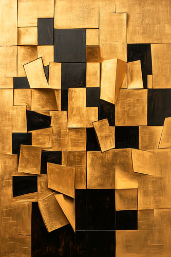 Goud-zwarte compositie - Abstract