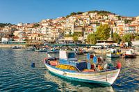 Port Plomari op Lesbos, Grieks eiland