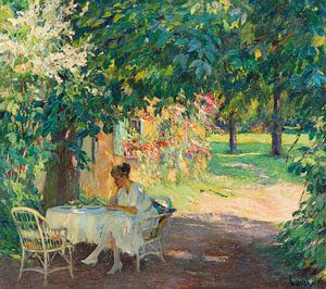 Edward Cucuel, Sommer im Garten der Villa des Künstlers am Starnberger See, um 1915