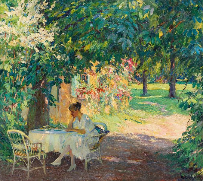 Edward Cucuel, Été dans le jardin de la villa de l'artiste au bord du lac de Starnberg, vers 1915 par Atelier Liesjes