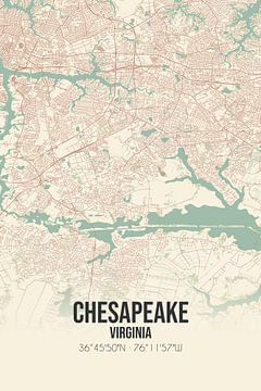 Carte ancienne de Chesapeake (Virginie), Etats-Unis. sur Rezona