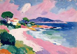 Paysage côtier méditerranéen avec une plage aux couleurs vives sur Niklas Maximilian