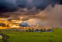 Holländische Wiese mit Wolken