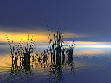 Sonnenuntergang / Sonnenaufgang am See von Gabi Siebenhühner