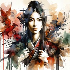 Powerful Asian Warrior Woman #4 by Chromatic Fusion Studio