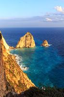 Sea view with a rock formation on the island of Zakynthos in Greece