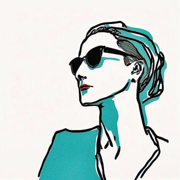 Vrouw met zwarte zonnebril van Digital Art Nederland