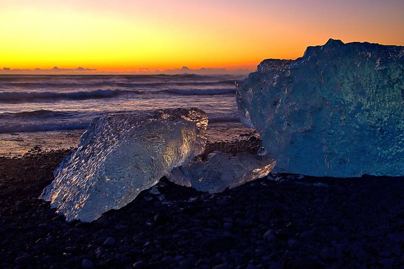 Ice floes on Black Diamond Beach Iceland by Merijn Loch
