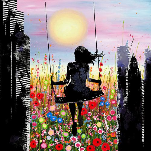 Balançoire à fleurs urbaine