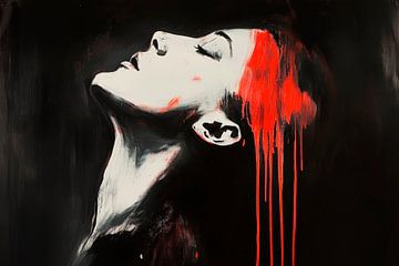 Head study with red colour flow by Poster Art Shop