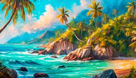 Strand met palmbomen