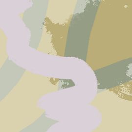 Abstrakte Pastellmalerei in Wild Wonder Farben in rosa, sand und grün von Dina Dankers